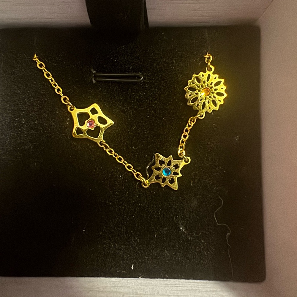 Gold and Blue Star Pendant Necklace